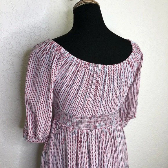 Hatch Briar sky blue red dashdot smocked waist maternity dress size 2 or Medium - Picture 13 of 16